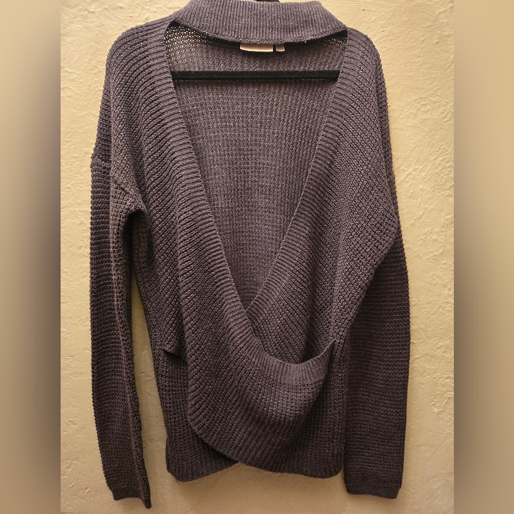 Architectural Knit Wrap Sweater | Deep V Shawl Collar | Textured Minimalist